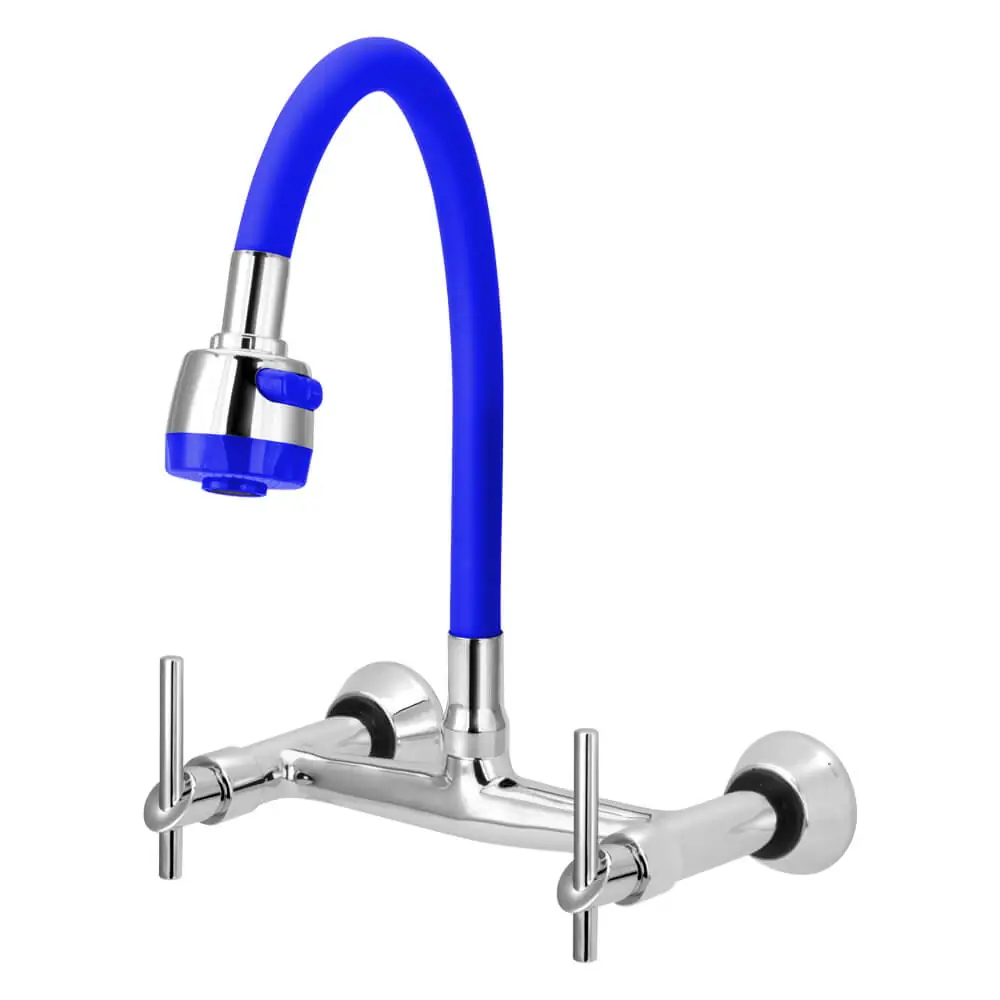 Misturador De Cozinha Flexível Azul Para Parede 1/4 De Volta C61