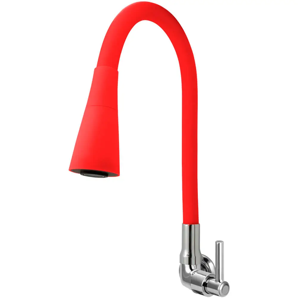 Torneira Cozinha Flexível Cone 2 Jatos Vermelha Parede C51
