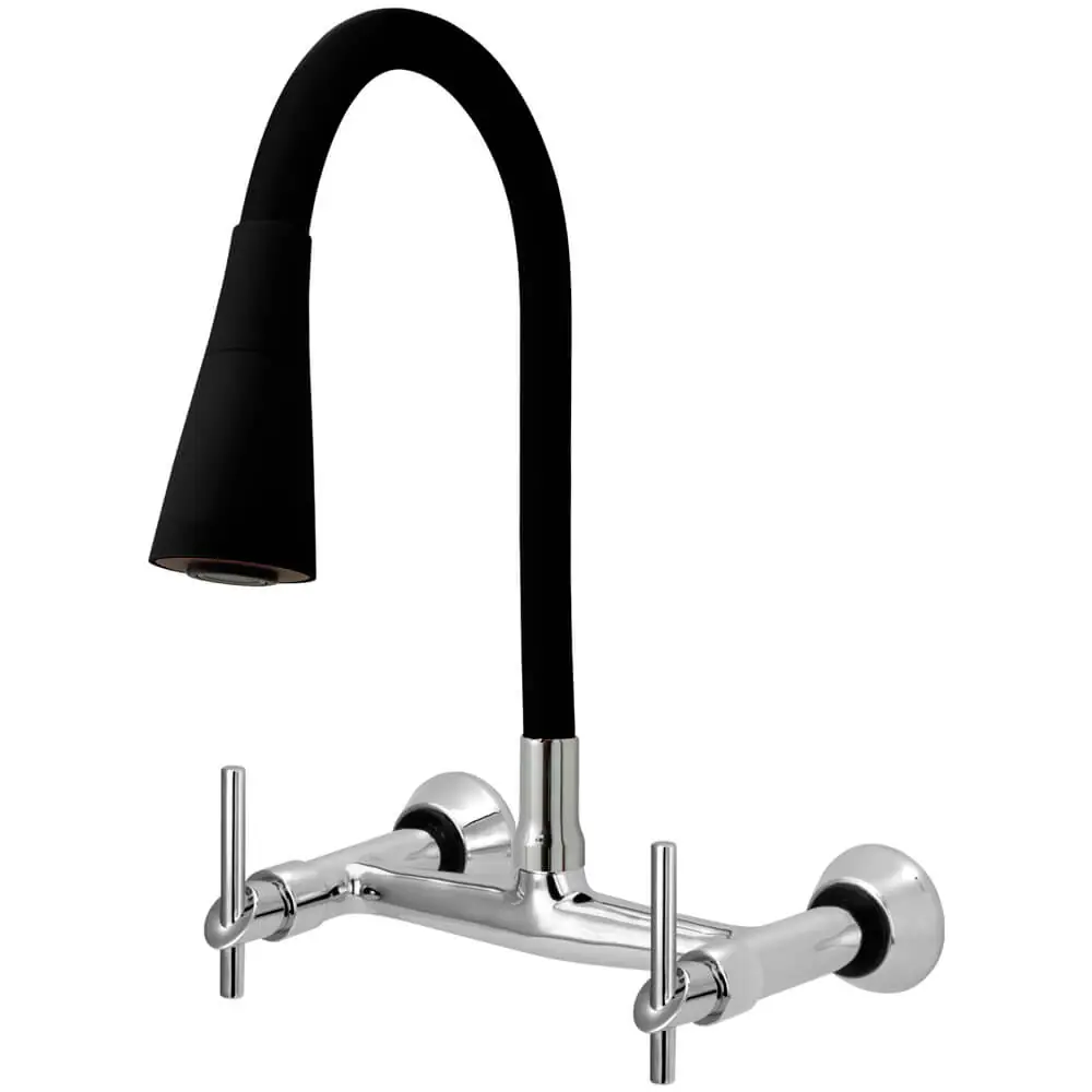 Torneira Misturador Gourmet Flexível Cone Preto Parede C61
