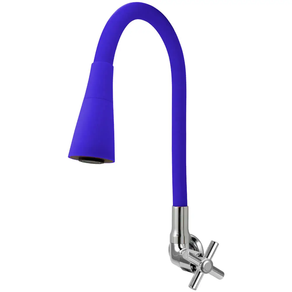 Torneira Gourmet Cozinha Flexível Cone 2 Jatos Azul Parede C62