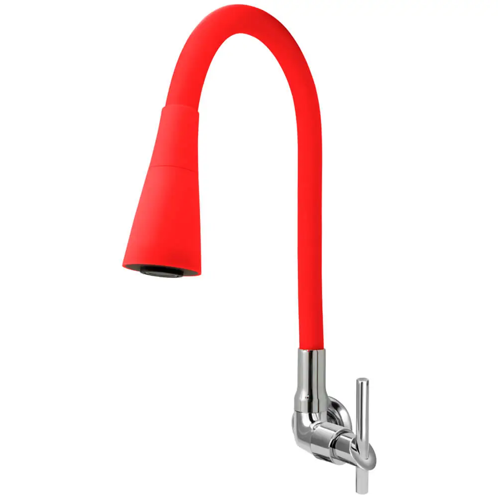 Torneira Cozinha Flexível Cone 2 Jatos Vermelha Parede C61