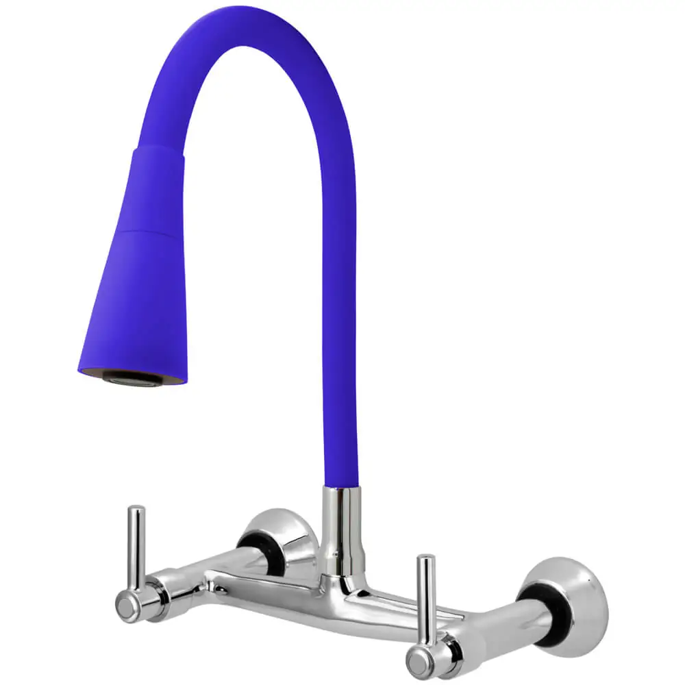 Torneira Misturador Gourmet Flexível Cone Azul Parede C51