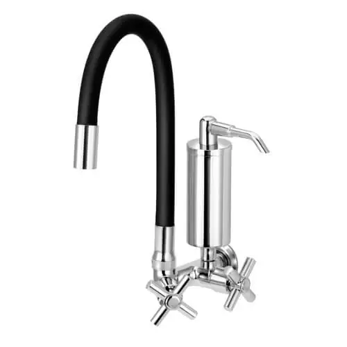 Torneira Gourmet Com Filtro De Cozinha Flexível Preta 1/4 De Volta Copo Slim C62