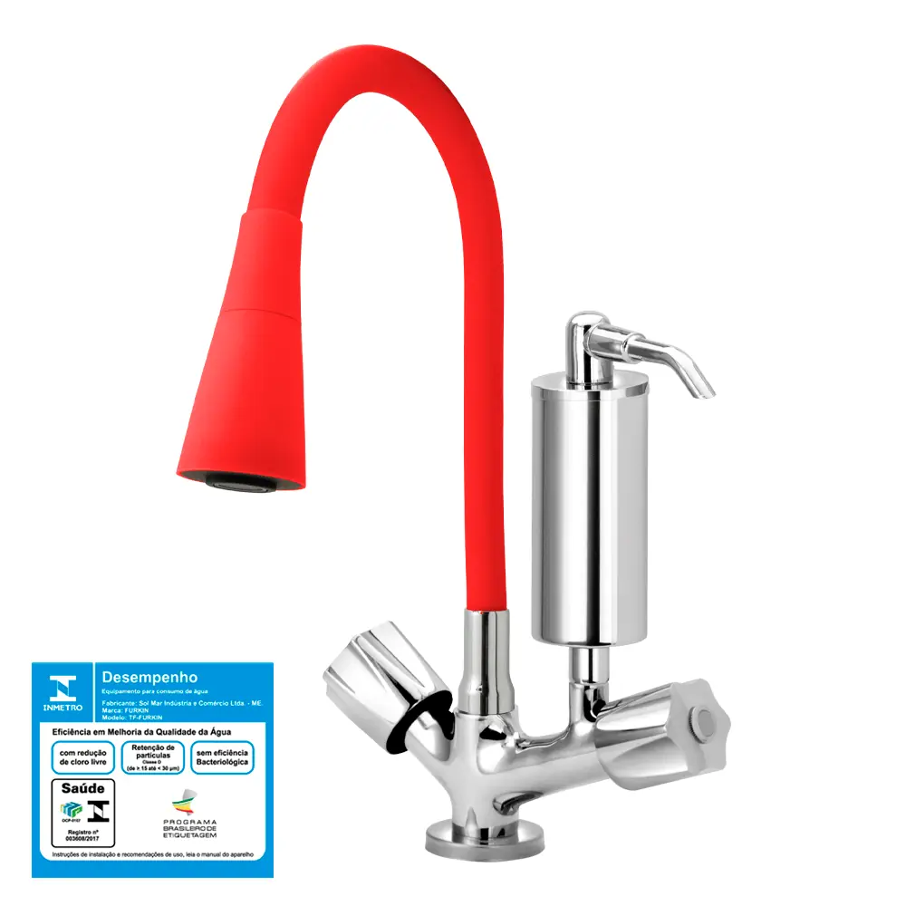 Torneira Gourmet Cozinha Filtro Cone 2 Jatos Vermelha C50