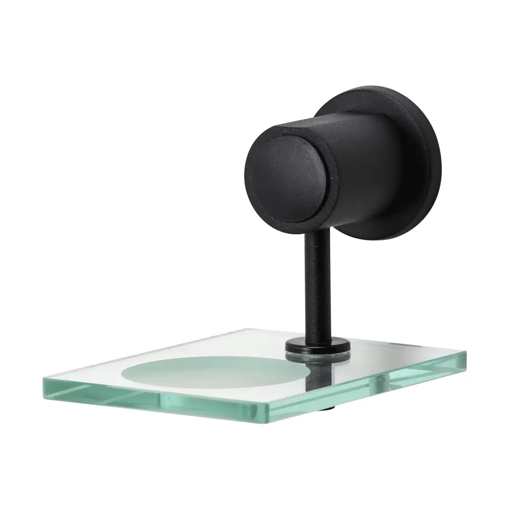 Saboneteira Porta Sabonete Vidro Banheiro Lavabo Preto Luxo