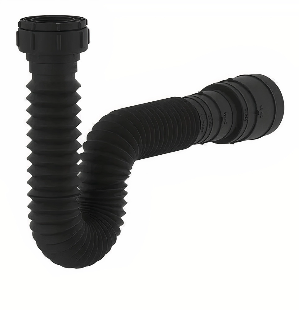 Sifão Sanfonado Universal Preto Fosco Banheiro Cozinha Tanque