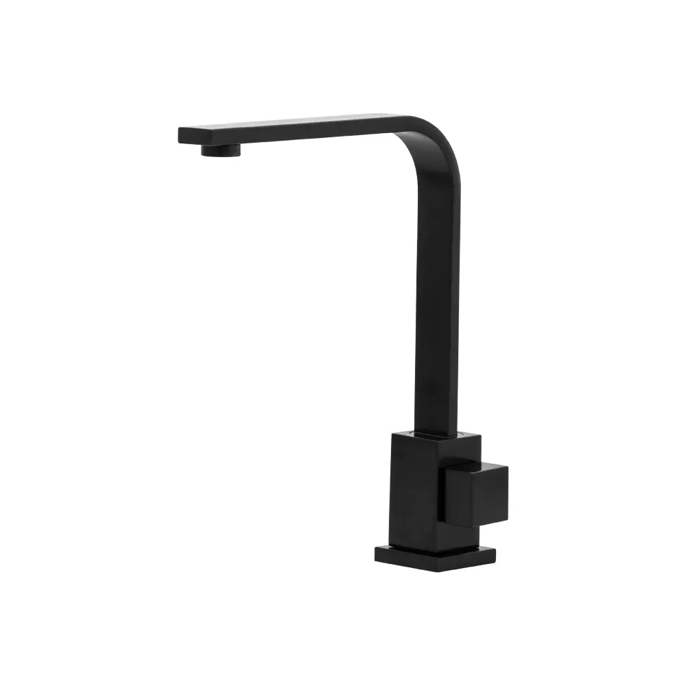 Torneira Banheiro Lavatório Quadrada Bica Móvel Slim Preto