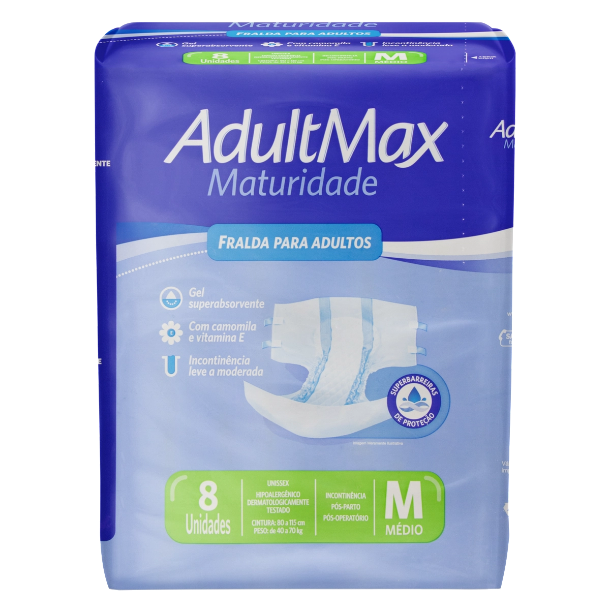 Fralda Descartável Adulto Adultmax Maturidade M Pacote 8 Unidades