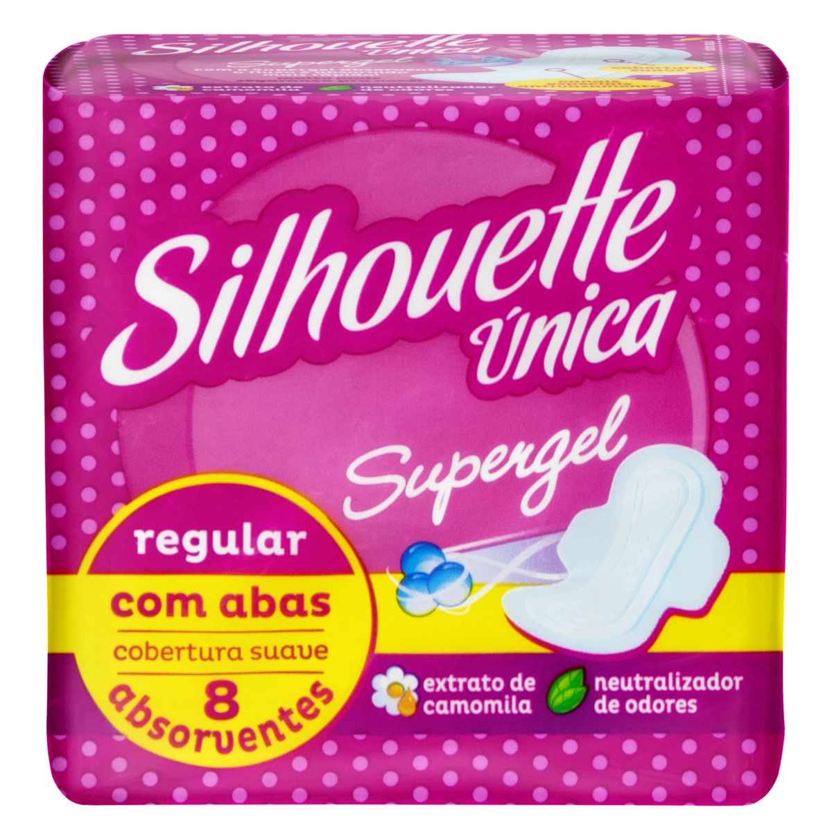 Absorvente Com Abas Supergel Suave Silhouette única Regular Pacote 8 Unidades