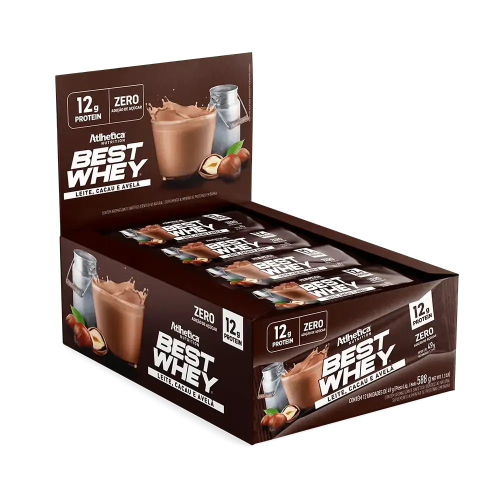 Best Whey Bar 12g Leite, Cacau & Avela - Best Whey Bar 12g Leite, Cacau & Avelã Display 12 unidades