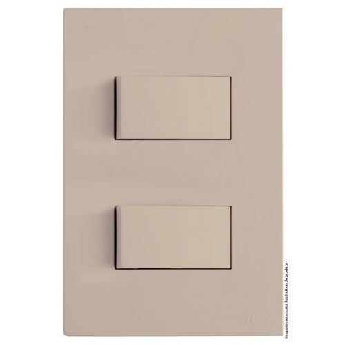 Cj Interruptor Duplo Simples  4x2 - Recta Areia Satin Fosco - Brs12032-4are