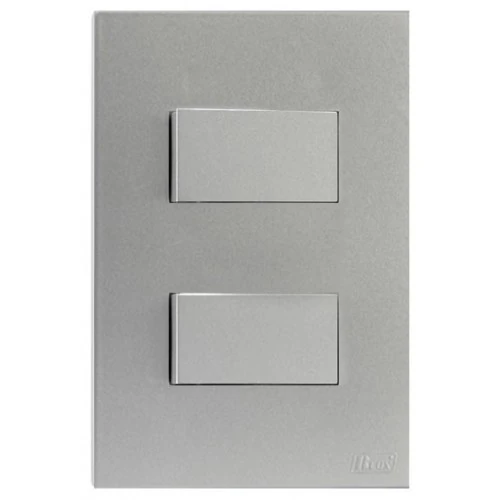 Cj Interruptor Duplo Paralelo 4x2 Recta Prata Satin Fosco - Brs12042-1pt