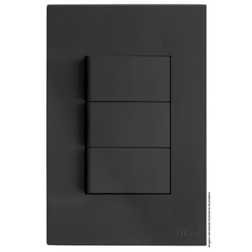 Cj Interruptor Triplo Simples 4x2 - Recta Grafite Satin - Brs12053-7gf