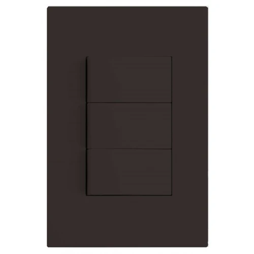 Cj Interruptor Triplo Simples - Recta Chocolate Satin Fosco - Brs12056-1ch