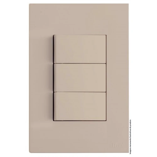 Cj Interruptor Triplo 1 Simples + 2 Paralelo 4x2 - Recta Areia Satin Fosco - Brs12086-3are