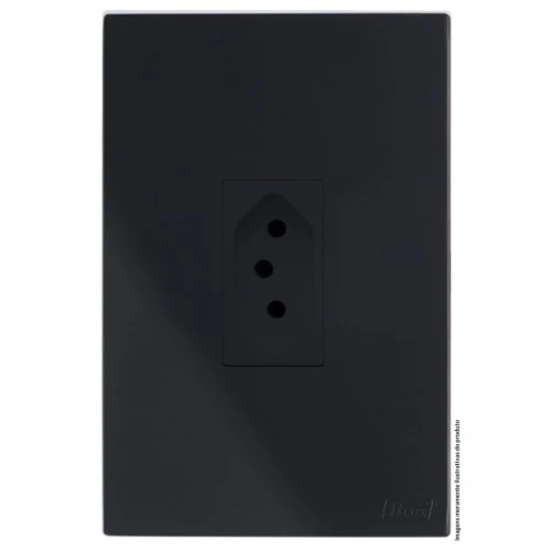 Cj Tomada 10a Vertical 4x2 - Recta Black Satin Fosco - Brs12136-3bk