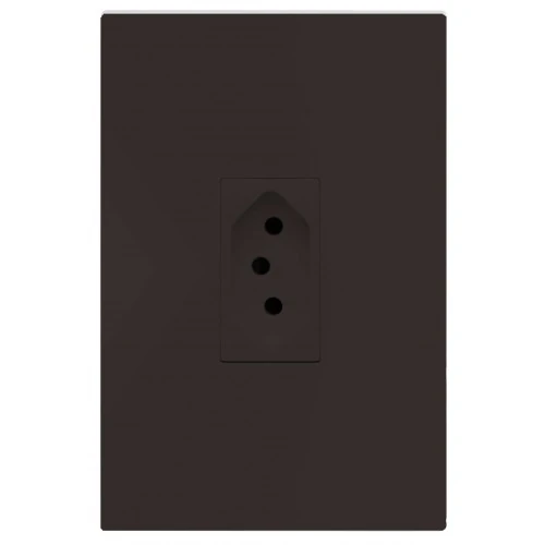 Cj Tomada 10a Vertical - Recta Chocolate Satin Fosco - Brs12137-1ch