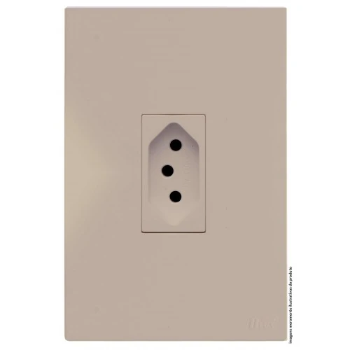 Cj Tomada 10a Vertical 4x2 - Recta Areia Satin Fosco - Brs12140-1are