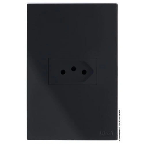 Cj Tomada 10a Horizontal 4x2 - Recta Black Satin Fosco - Brs12154-1bk