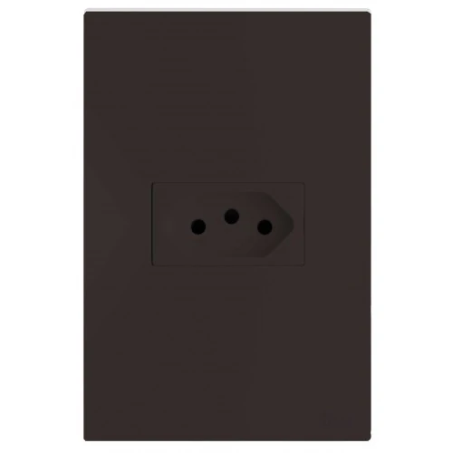 Cj Tomada 10a Horizontal - Recta Chocolate Satin Fosco - Brs12155-1ch