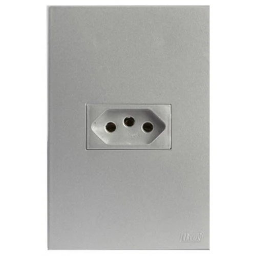 Cj Tomada 10a Horizontal 4x2  Recta Prata Satin Fosco - Brs12159-2pt