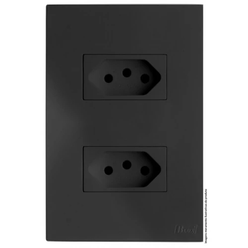 Cj Tomada Dupla 10a 4x2 - Recta Grafite Satin - Brs12170-3gf