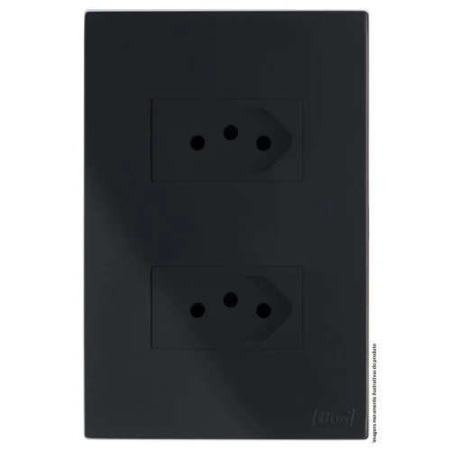 Cj Tomada Dupla 10a 4x2 - Recta Black Satin Fosco - Brs12172-1bk