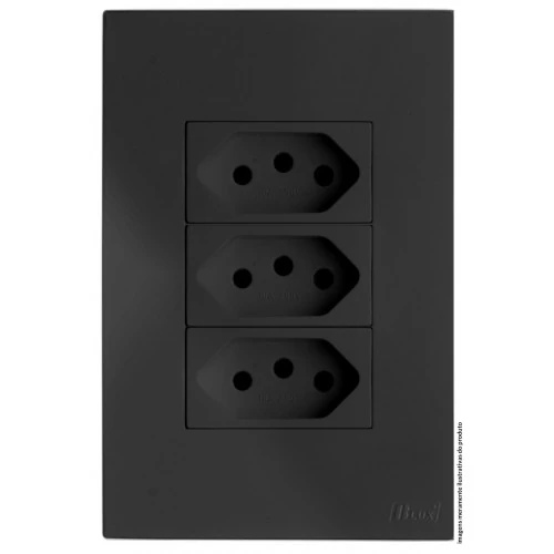 Cj Tomada Tripla 10a 4x2 - Recta Grafite Satin - Brs12188-6gf