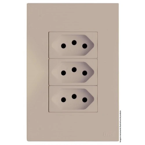Cj Tomada Tripla 20a 4x2 - Recta Areia Satin Fosco - Brs12203-3are