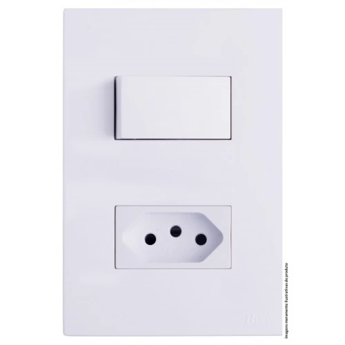 Cj Interruptor Paralelo + Tomada 10a Separado 4x2 - Recta Branco Satin Fosco - Brs12223-8br