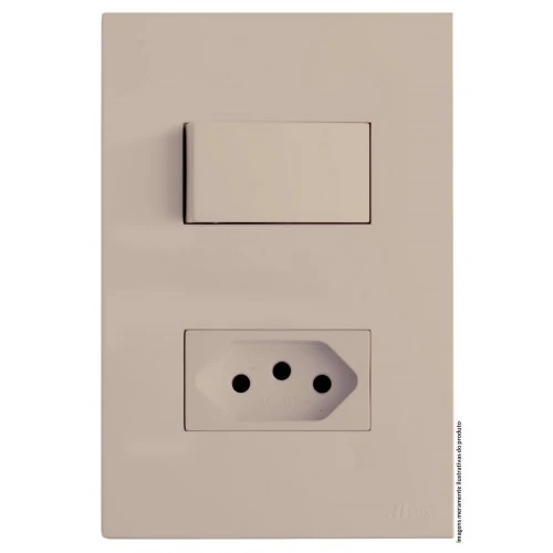 Cj Interruptor Paralelo + Tomada 20a 4x2 - Recta Areia Satin Fosco - Brs12239-4are