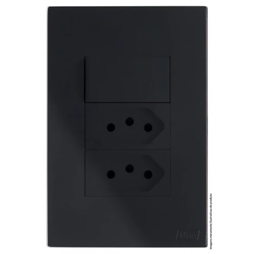 Cj Interruptor Paralelo + Tomada Dupla 20a 4x2 - Recta Black Satin Fosco - Brs12307-2bk