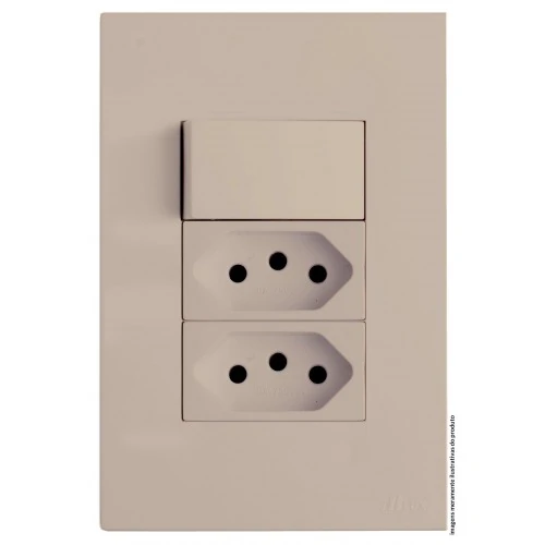 Cj Interruptor Paralelo + 2 Tomada 20a 4x2 - Recta Areia Satin Fosco - Brs12311-0are