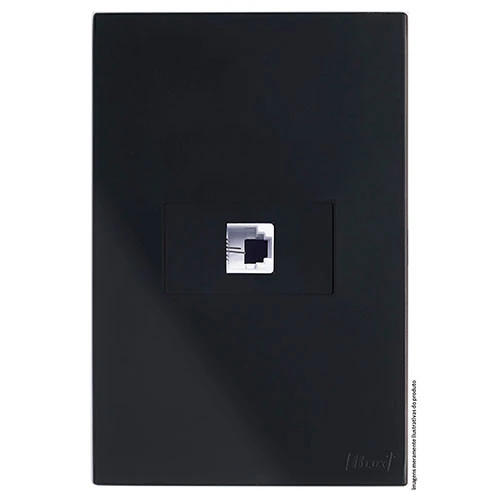 Cj Rj11 2 Fios (telefone) Horizontal 4x2 - Recta Black Satin Fosco - Brs12352-8bk