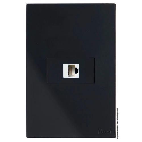 Cj Rj45 Cat5 (internet) Horizontal 4x2 - Recta Black Satin Fosco - Brs12370-6bk