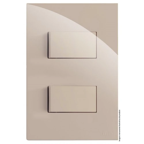 Cj Interruptor Duplo Simples 4x2 - Recta Areia Gloss - Brg11007-8ar