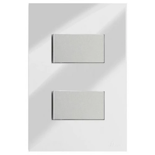 Cj Interruptor Duplo Simples 4x2 - Recta Espelhada Gloss (modulo Prata) - Brg11009-4eb