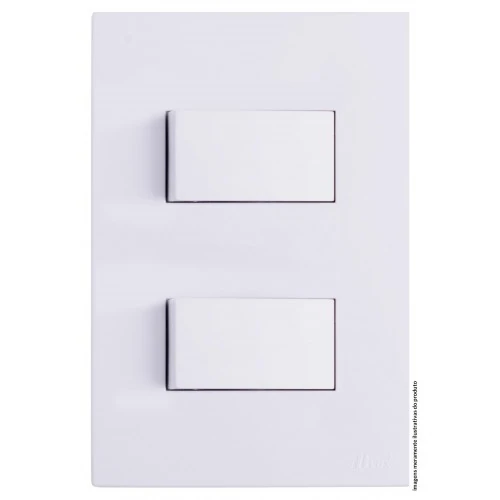 Cj Interruptor Duplo Paralelo Separado 4x2 - Recta Branco Gloss -  Brg11012-4br