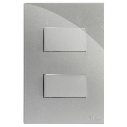 Cj Interruptor Duplo Paralelo 4x2  Recta Prata Gloss - Brg11020-5pt