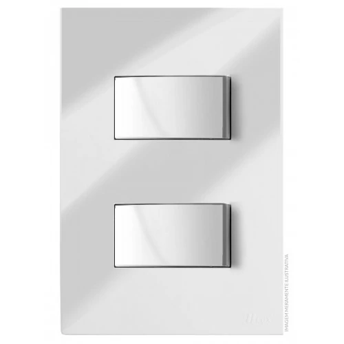 Cj Interruptor Duplo Paralelo 4x2  Recta Cromo Prata Gloss - Brg11021-3cbp