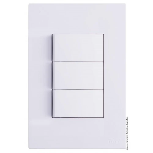 Cj Interruptor Triplo Paralelo 4x2 - Recta Branco Gloss  - Brg11048-5brg
