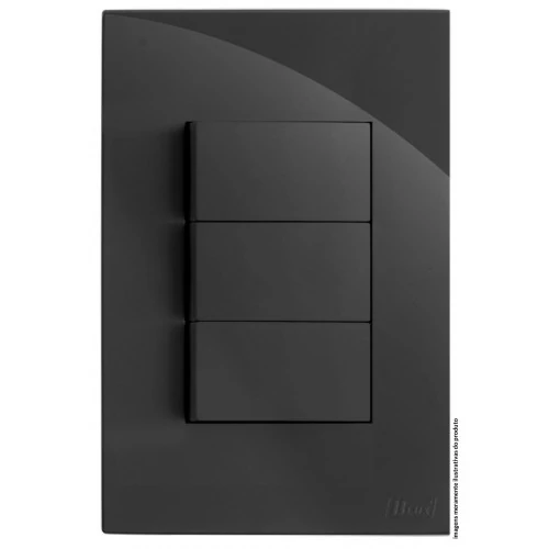 Cj Interruptor Triplo 1 Paralelo + 2 Simples 4x2 - Recta Grafite Gloss - Brg11061-2gf