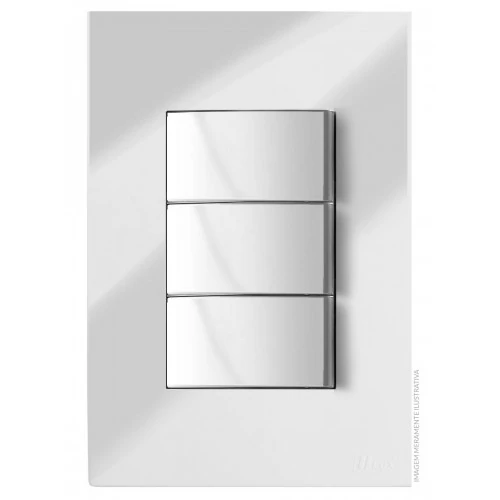 Cj Interruptor Triplo 2 Simples + 1paralelo 4x2 Recta Cromo Prata Gloss - Brg11069-8cbp