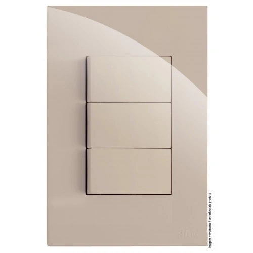 Cj Interruptor Triplo 1 Simples + 2 Paralelo 4x2 - Recta Areia Gloss - Brg11079-5are