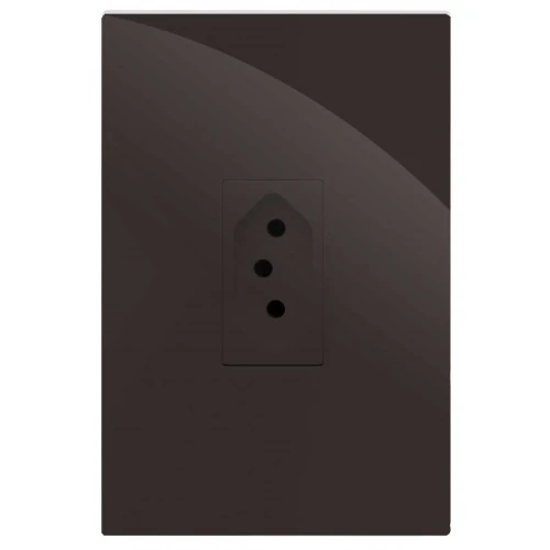 Cj Tomada 10a Vertical - Recta Chocolate Gloss Brg11148-1ch