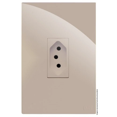 Cj Tomada 10a Vertical 4x2 - Recta Areia Gloss - Brg11151-1are