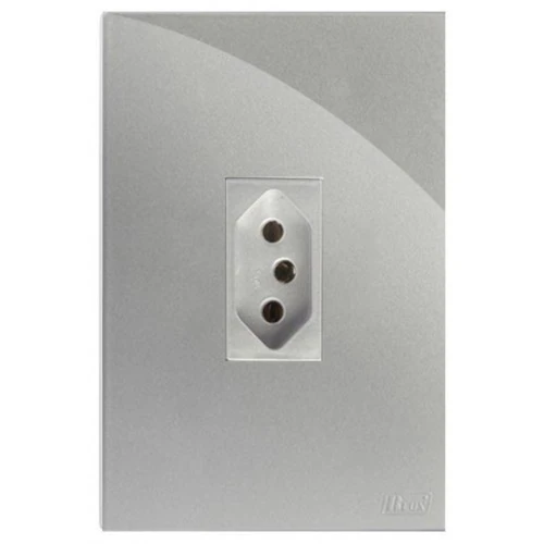 Cj Tomada 20a Vertical 4x2 Recta Prata Gloss - Brg11164-3pt