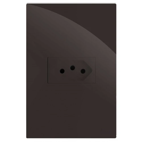 Cj Tomada 10a Horizontal - Recta Chocolate Gloss  Brg11172-4ch