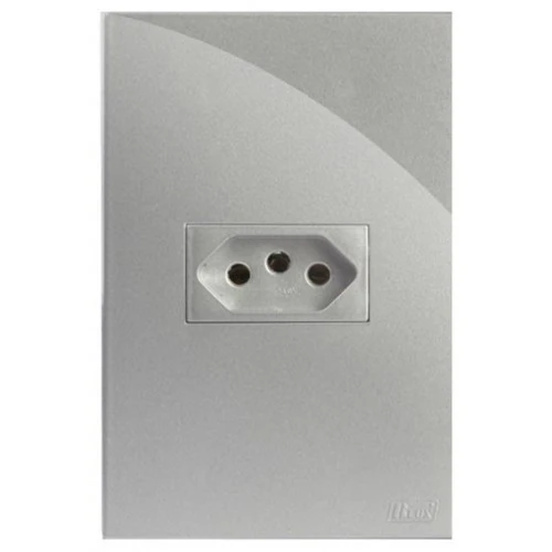 Cj Tomada 10a Horizontal 4x2  Recta Prata Gloss - Brg11176-7pt