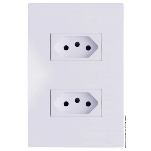 Cj Tomada Dupla 10a Separado 4x2 - Recta Branco Gloss - Brg11192-9br
